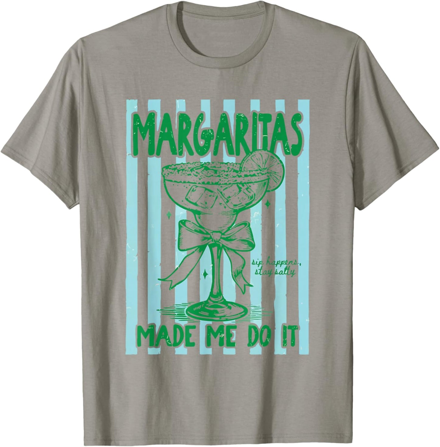 Coquette Striped Margaritas Made Me Do It Funny Summer Beach T-Shirt - T-Shirt | Sand
