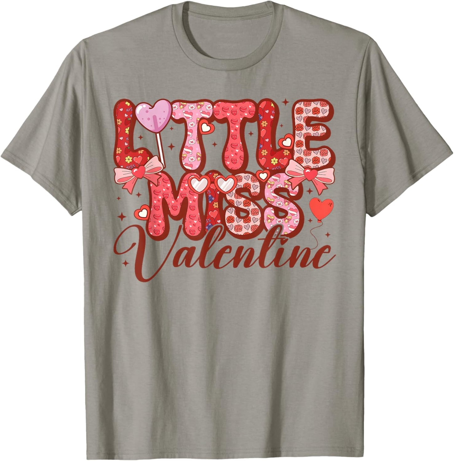 Little Miss Valentine Cute Heart Girls Women Kids T-Shirt - T-Shirt | Sand
