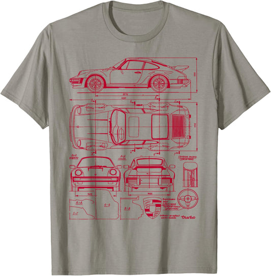 911 930 Classic Vintage Old Car USA Flag T-Shirt - T-Shirt | Sand