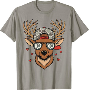 Camo Deer Head Buck Hunting Hunters Valentine's Day Boy Girl T-Shirt - T-Shirt | Sand