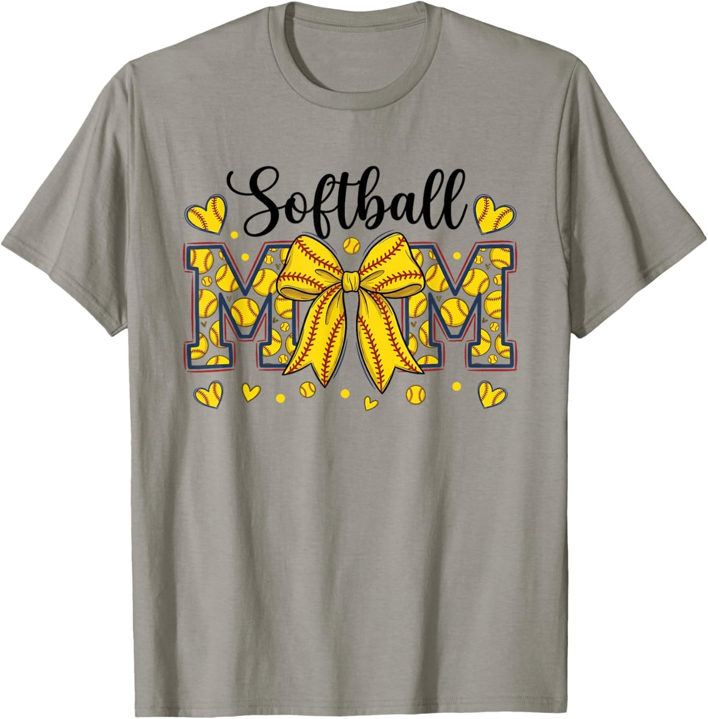 Softball mom Coquette Bow Softball Mama T-Shirt - T-Shirt | Sand