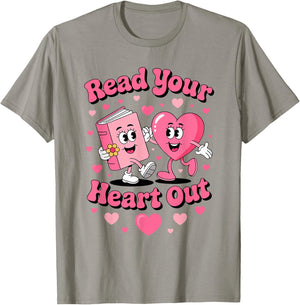 Funny Book Lover Read Your Heart Out Teacher Kids Valentines T-Shirt - T-Shirt | Sand