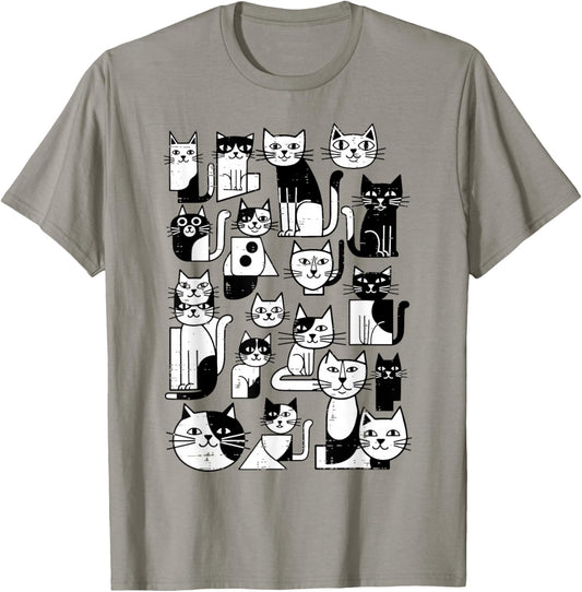 Cubism Cats Kitten Kitty Geometric Art Women Girls Kids Men T-Shirt - T-Shirt | Sand