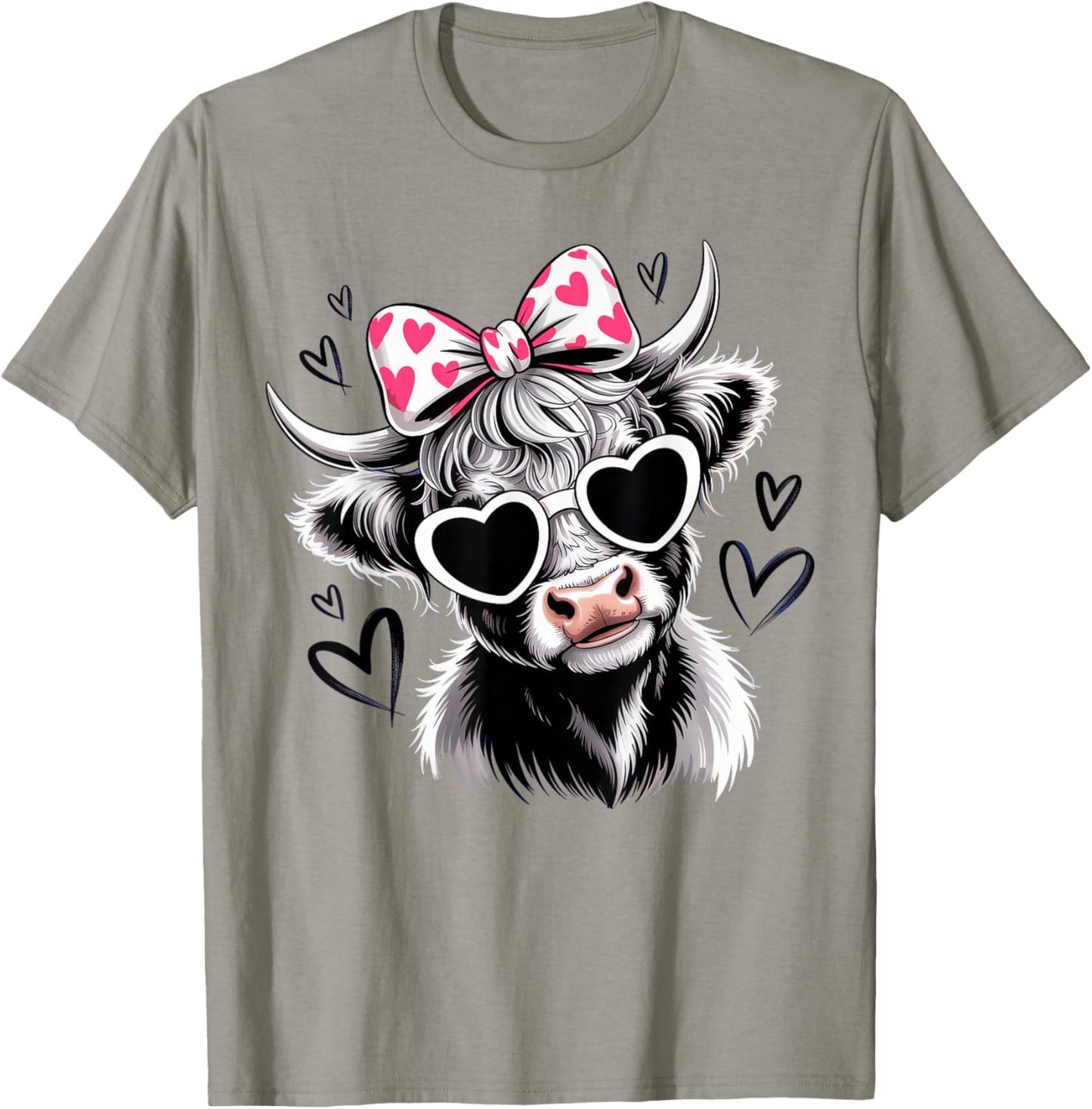 Valentine Highland Cow T-Shirt - T-Shirt | Sand