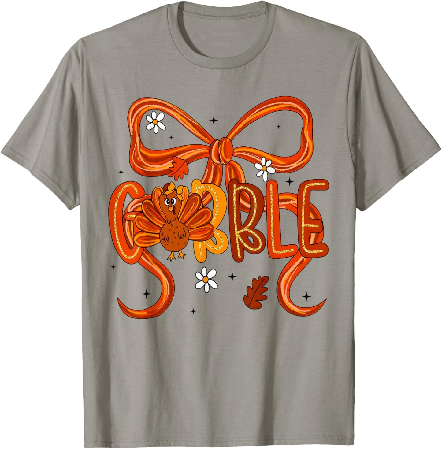 Coquette Bow Thanksgiving Gobble Turkey Women Girl Kid T-Shirt - T-Shirt | Sand