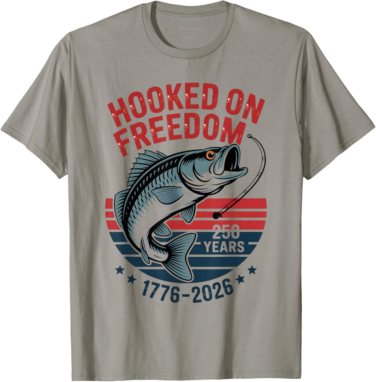 250 Years 1776-2026 250th Birthday Fishing T-Shirt - T-Shirt | Sand