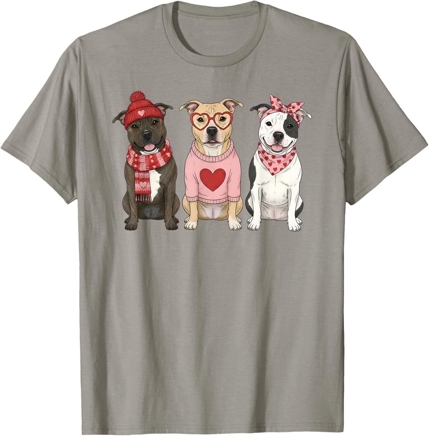 Cute Pitbull Valentine Pittie Dog T-Shirt - T-Shirt | Sand