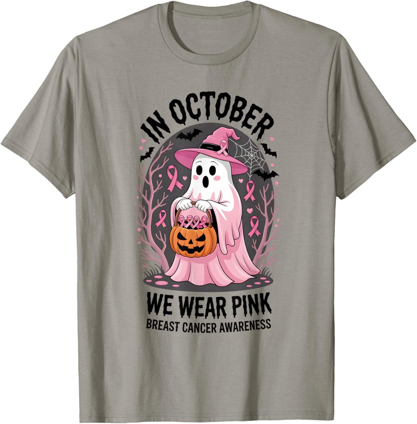 in October We Wear Pink Breast Cancer Awareness T-Shirt - T-Shirt | Sand