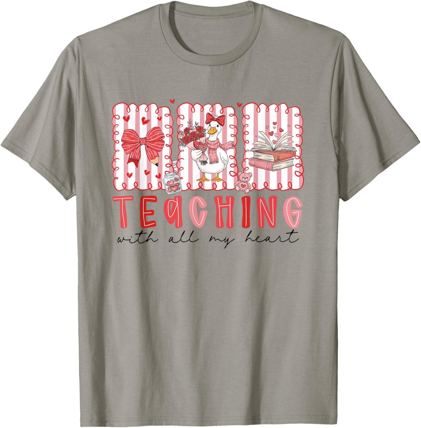 Teaching with All My Heart Silly-Goose Teacher Valentine T-Shirt - T-Shirt | Sand