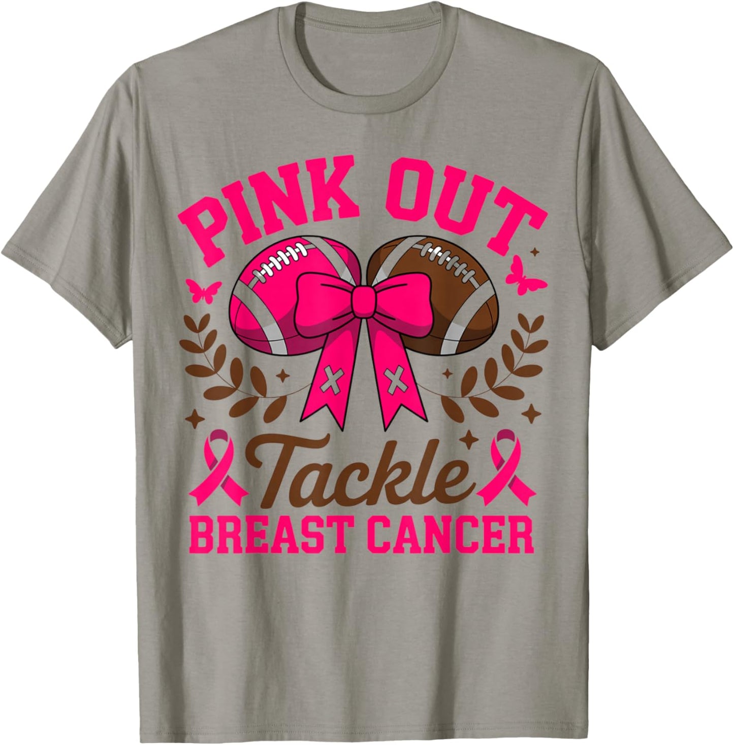 Tackle Breast Cancer Pink Out American Football Awareness T-Shirt - T-Shirt | Sand
