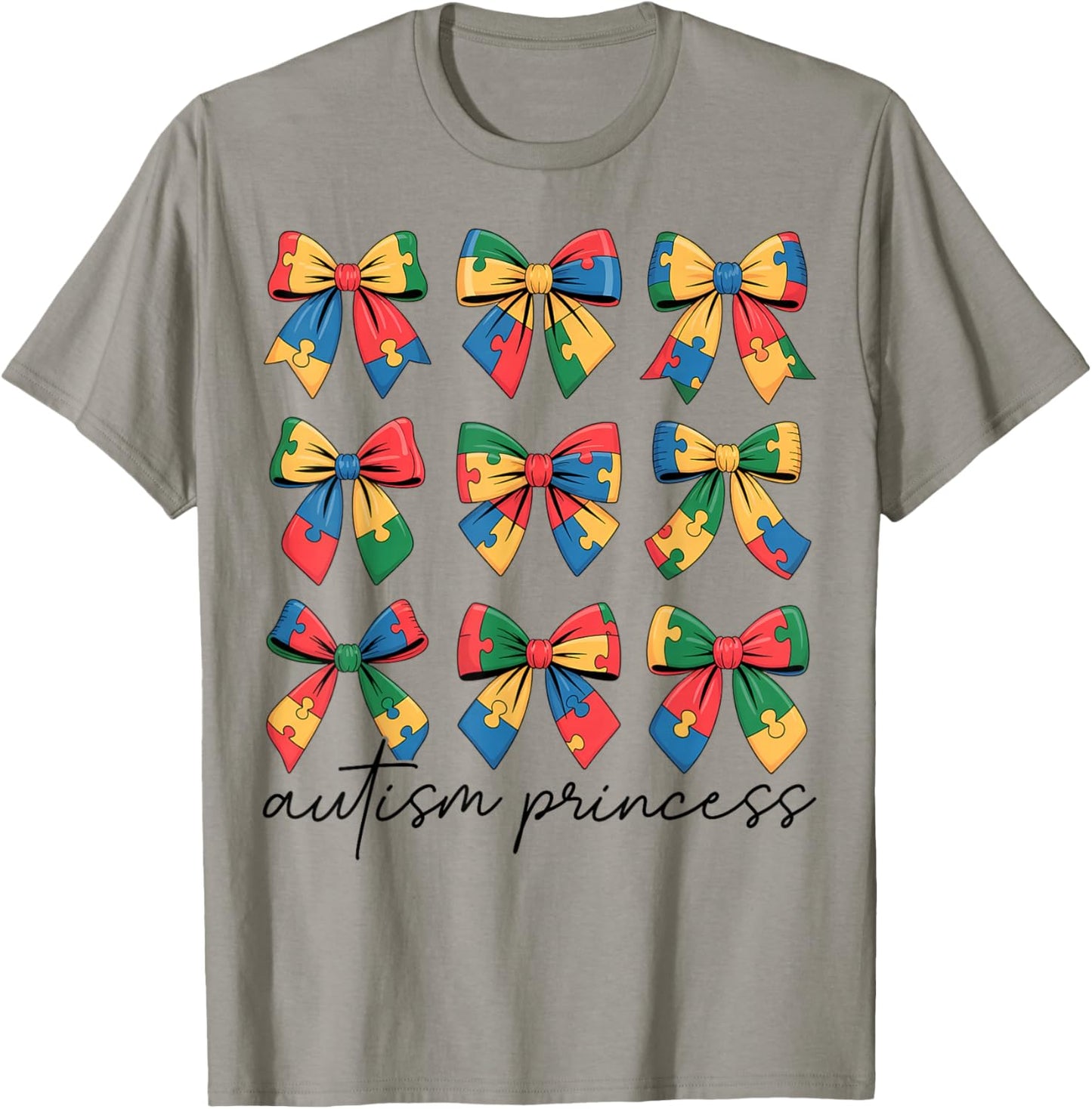 Autism Princess Coquette Bow Daughter Autism Awareness Girls T-Shirt - T-Shirt | Sand