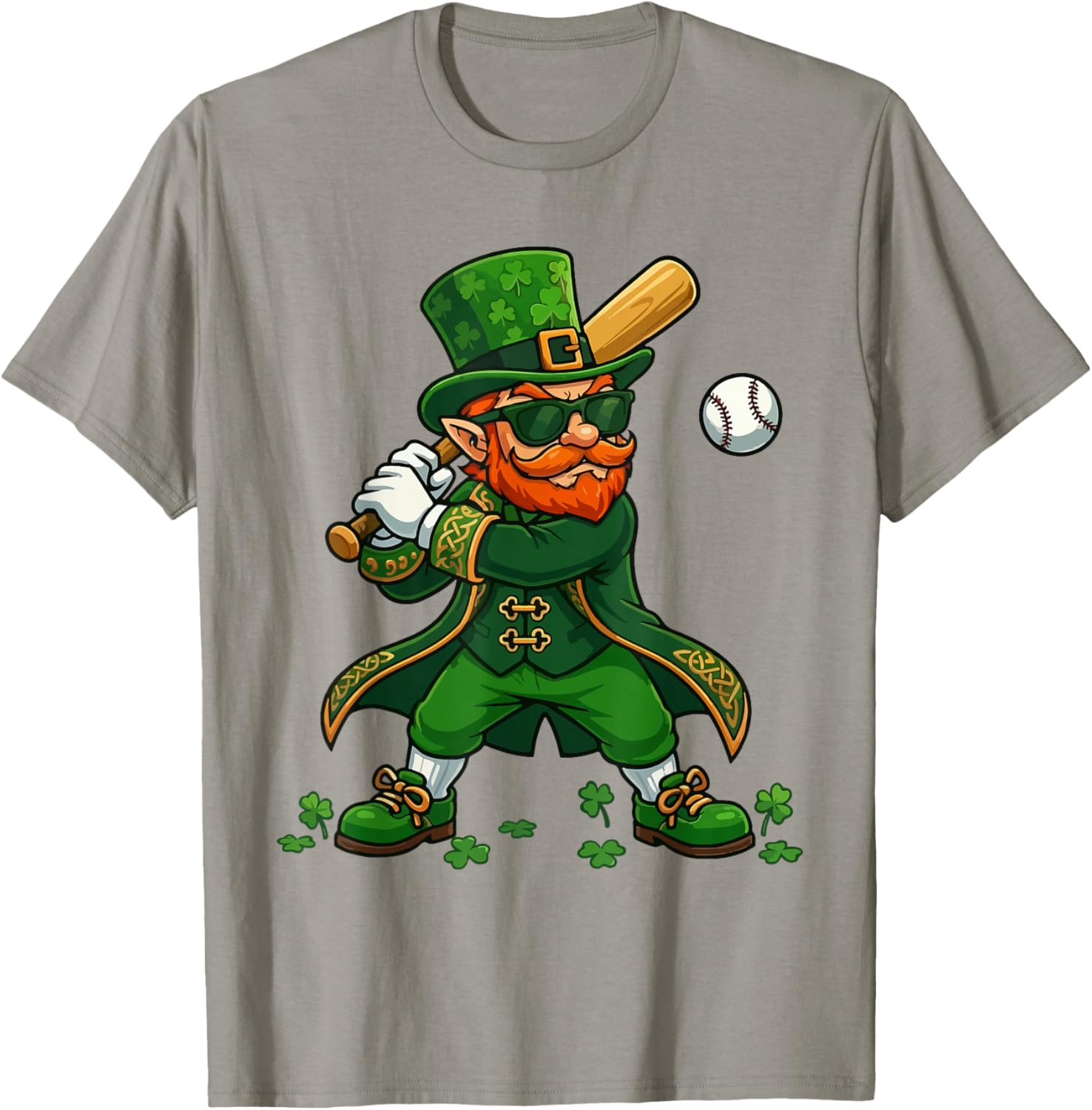 Baseball St Patricks Day Leprechaun Boys Girls Men Women T-Shirt - T-Shirt | Sand
