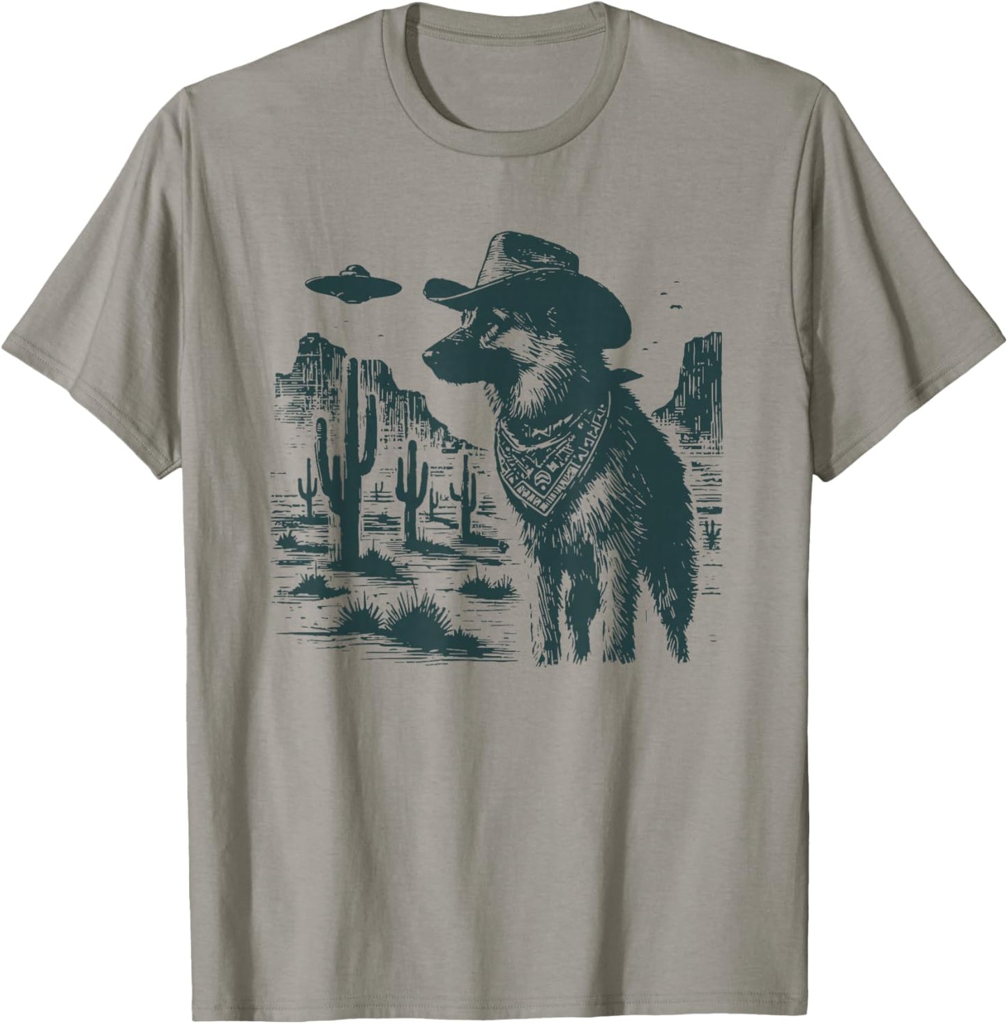 Vintage German Shepherd UFO T-Shirt - T-Shirt | Sand