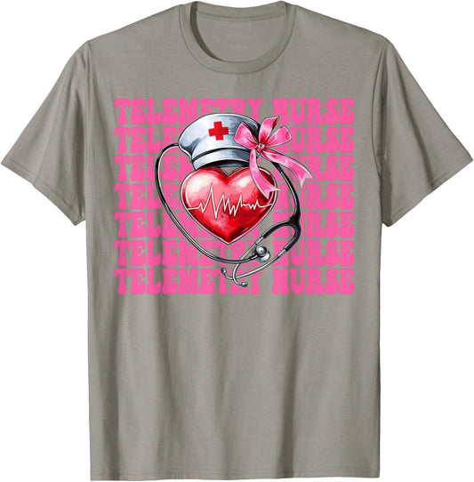 Telemetry Nurse Cardiac Nurse VICU ICU CICU Cardiology Girl T-Shirt - T-Shirt | Sand