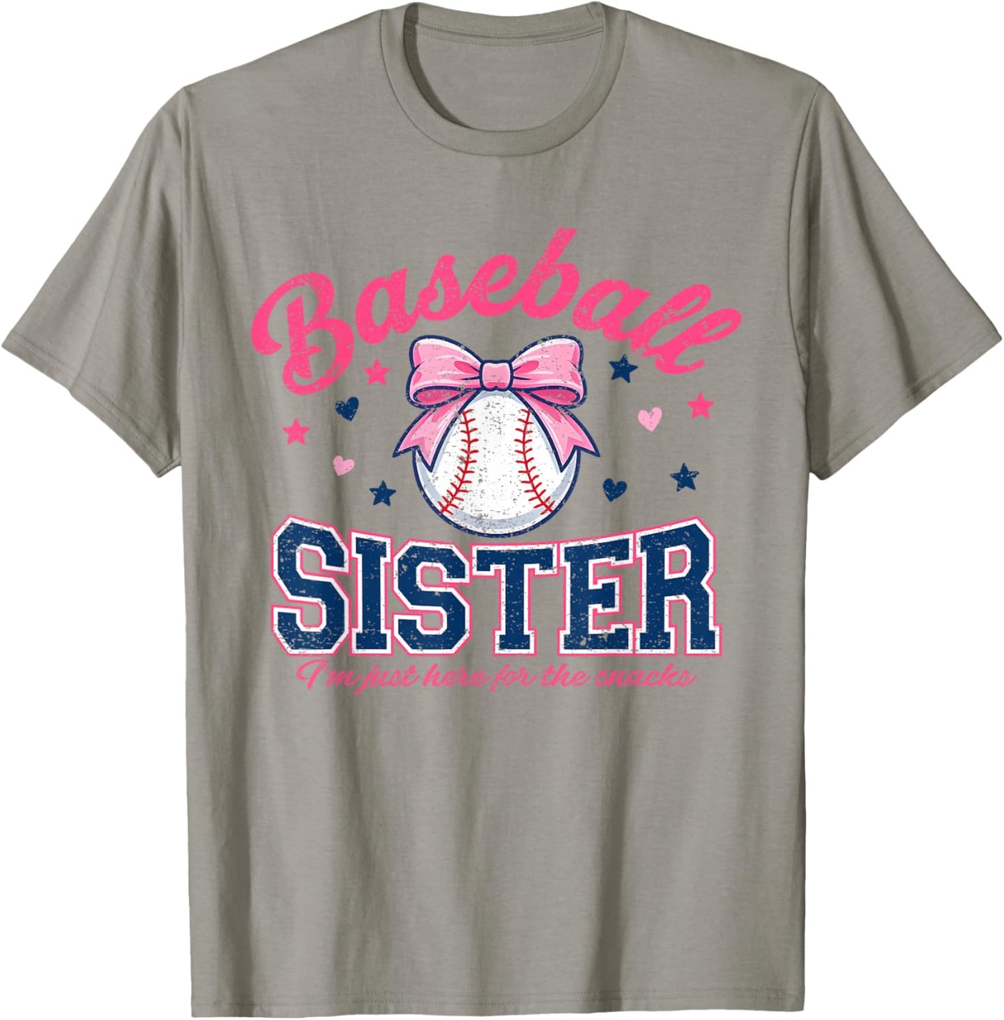 Baseball Sister I'm Just Here for the Snacks Girls Kids T-Shirt - T-Shirt | Sand