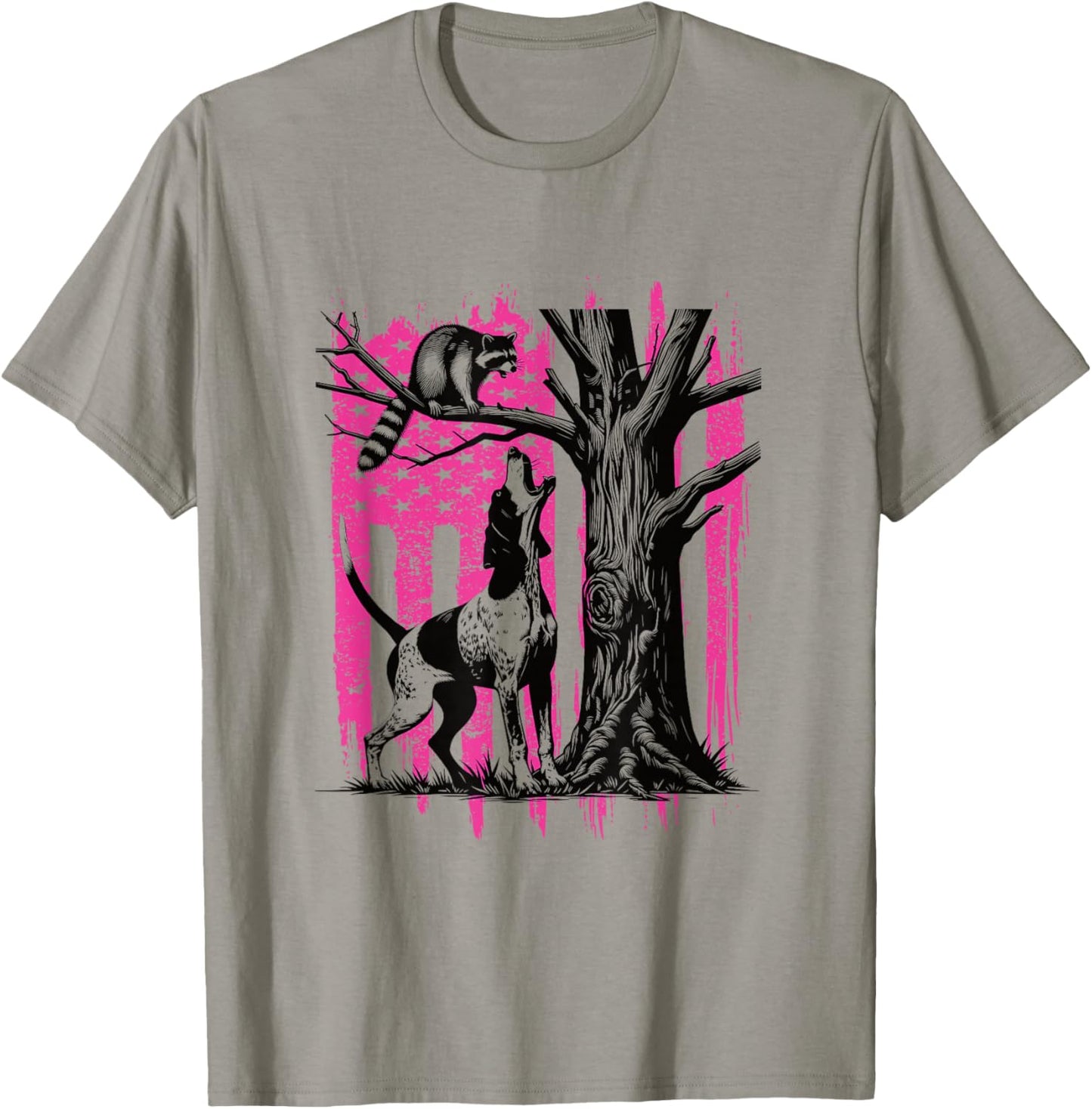 Patriotic Coon Hunting Dog American Flag T-Shirt - T-Shirt | Sand