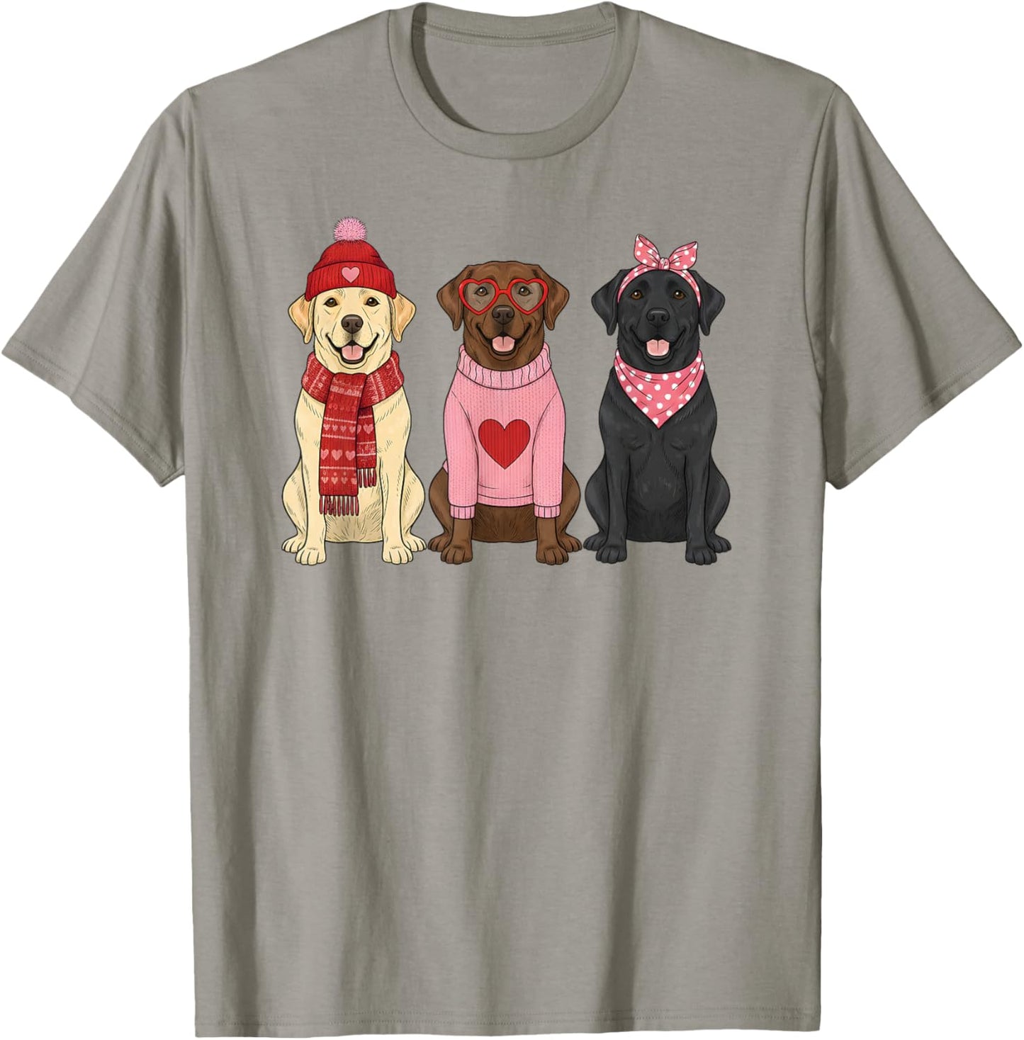 Cute Labrador Retriever Valentine Black Lab Dog T-Shirt - T-Shirt | Sand