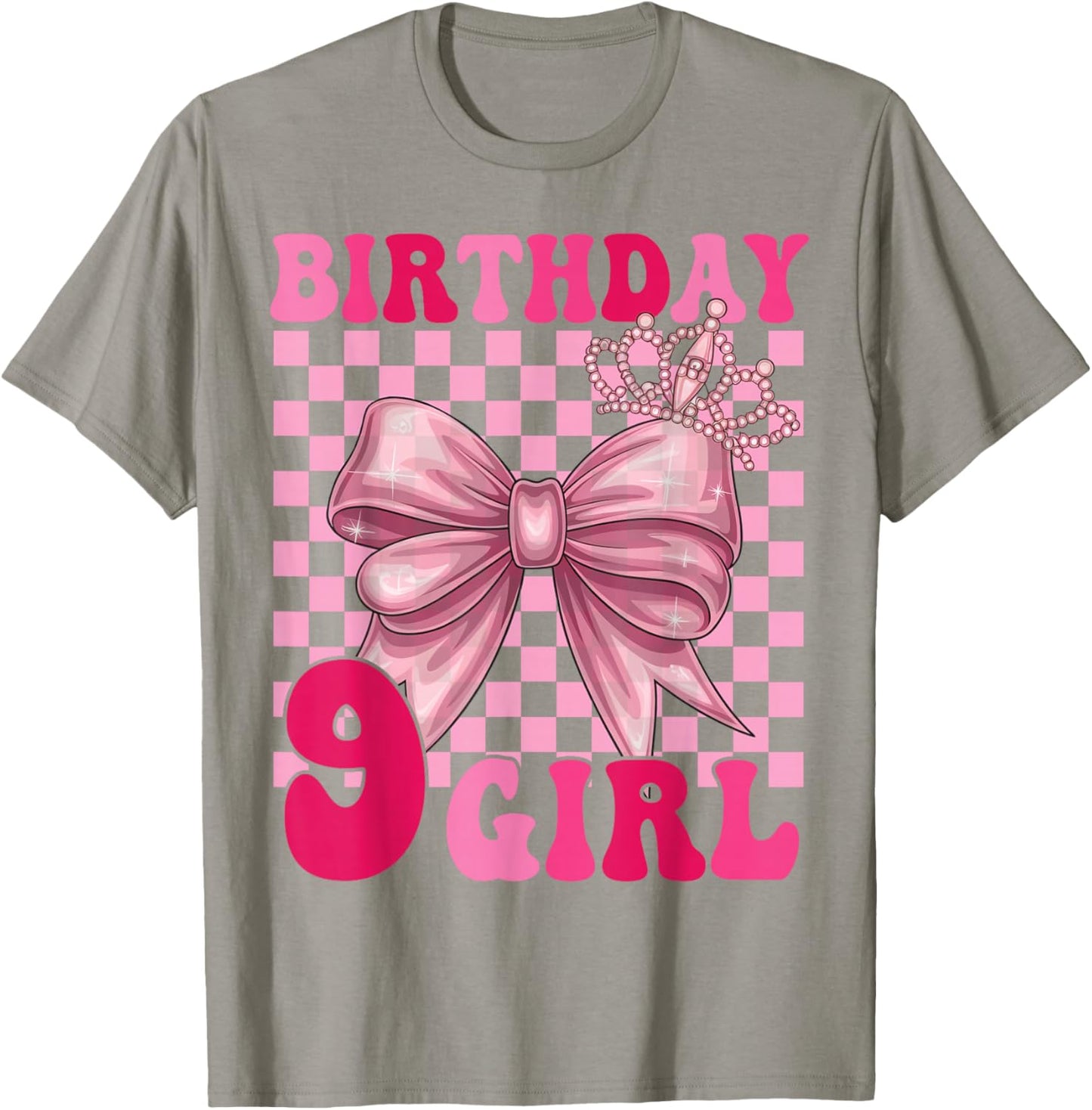 Its My 9th Birthday Girl Coquette Bow 9 Year Old Party Girl T-Shirt - T-Shirt | Sand