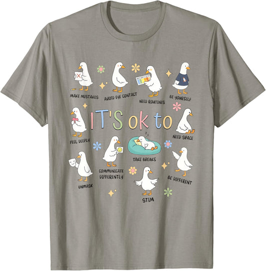 It’s Ok to Be Different Autism Goose Education Teacher T-Shirt - T-Shirt | Sand