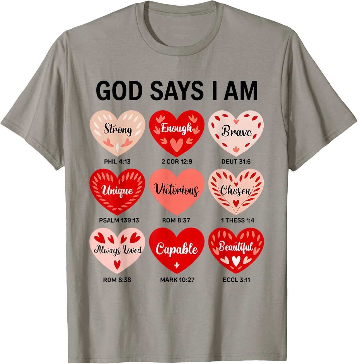 God Says I Am Christian Faith Heart Valentine Jesus Girls T-Shirt - T-Shirt | Sand