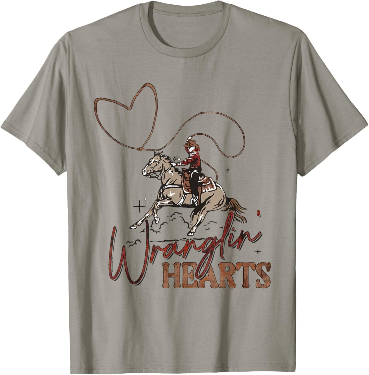 Wranglin' Hearts Cowboy Western Valentines T-Shirt - T-Shirt | Sand