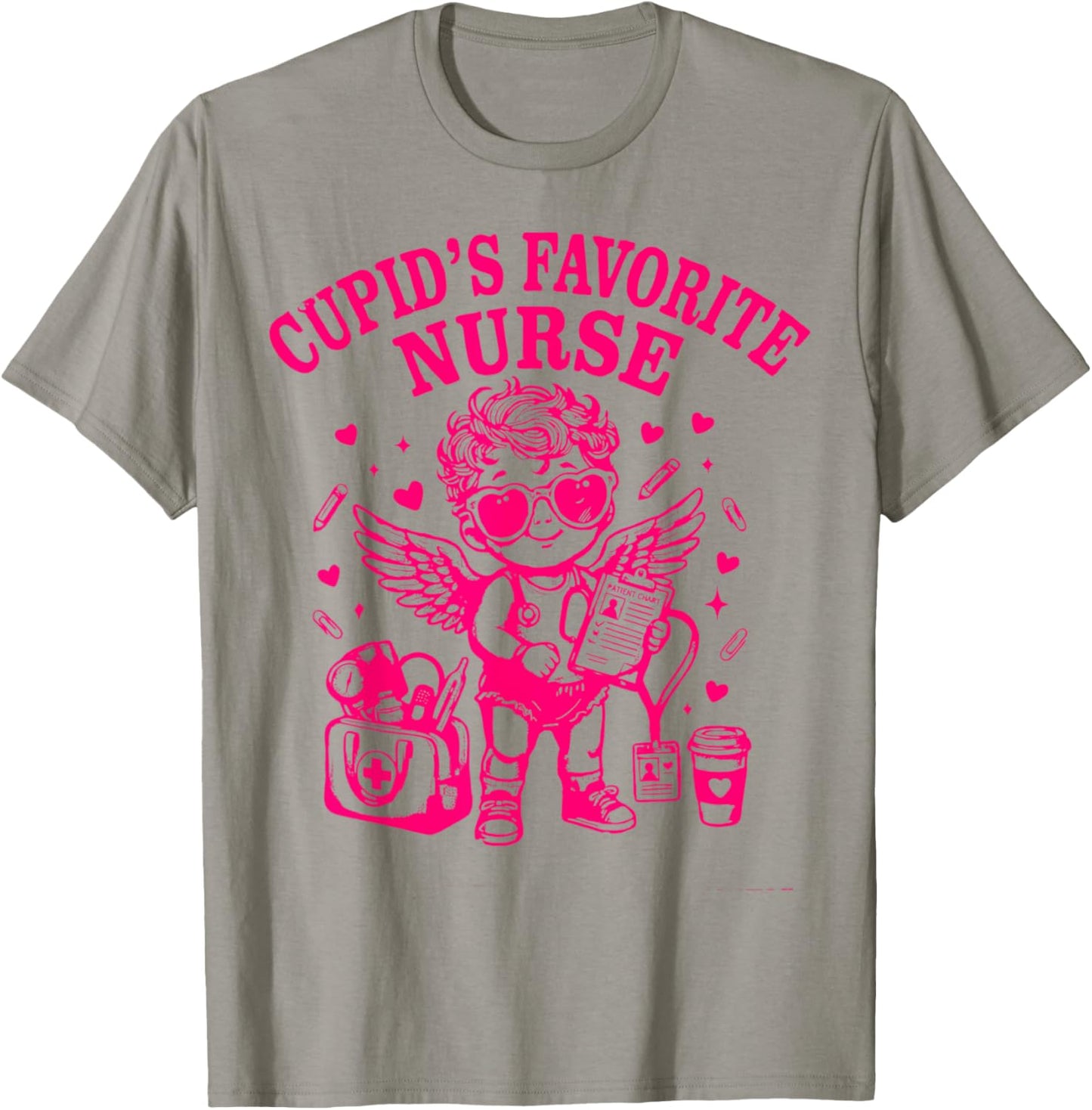 Cupid’s Favorite Nurse Valentines Funny Nurse Cupid Women T-Shirt - T-Shirt | Sand