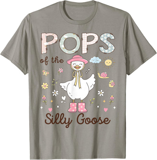 Pops of The Silly Goose First Birthday Girl Family T-Shirt - T-Shirt | Sand