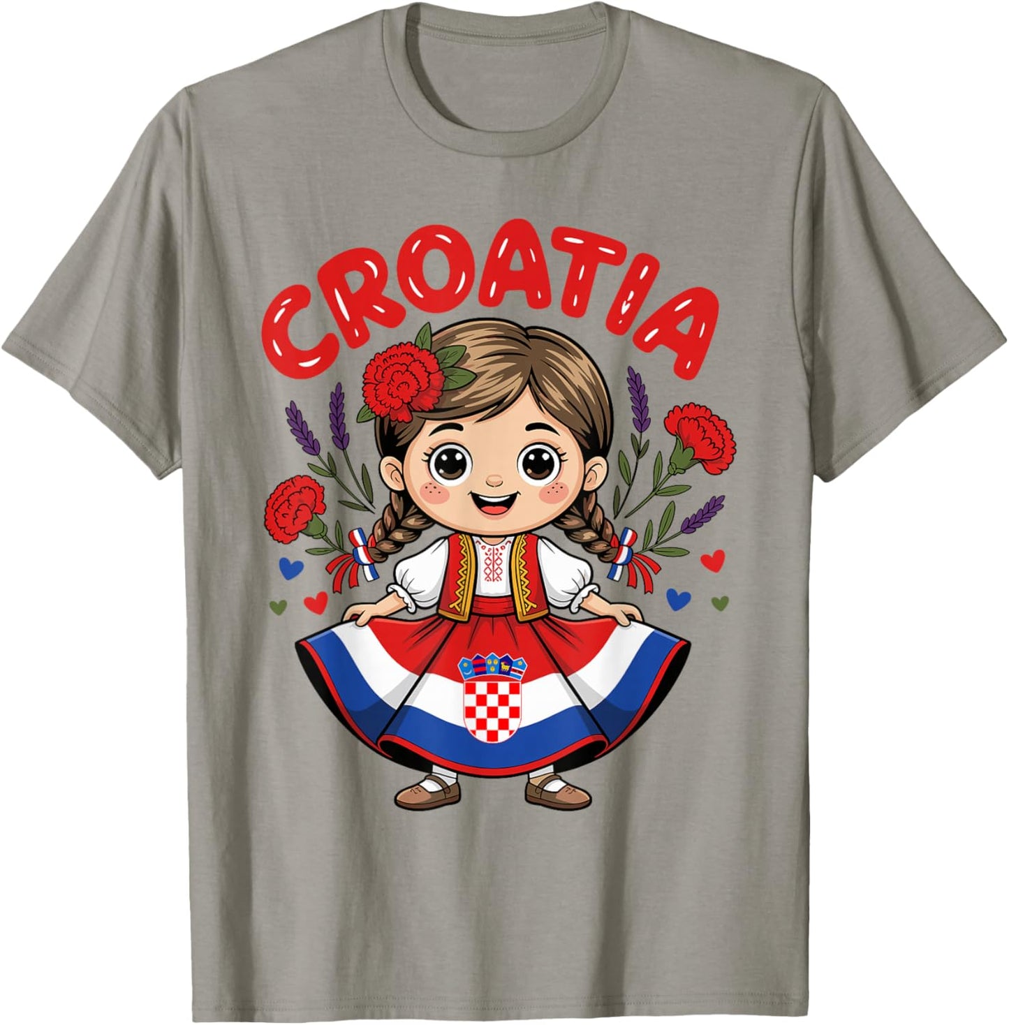 Cute Croatia Girl in Traditional Dress for Kids T-Shirt - T-Shirt | Sand