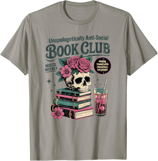 Unapologetically Anti Social Book Club T-Shirt - T-Shirt | Sand