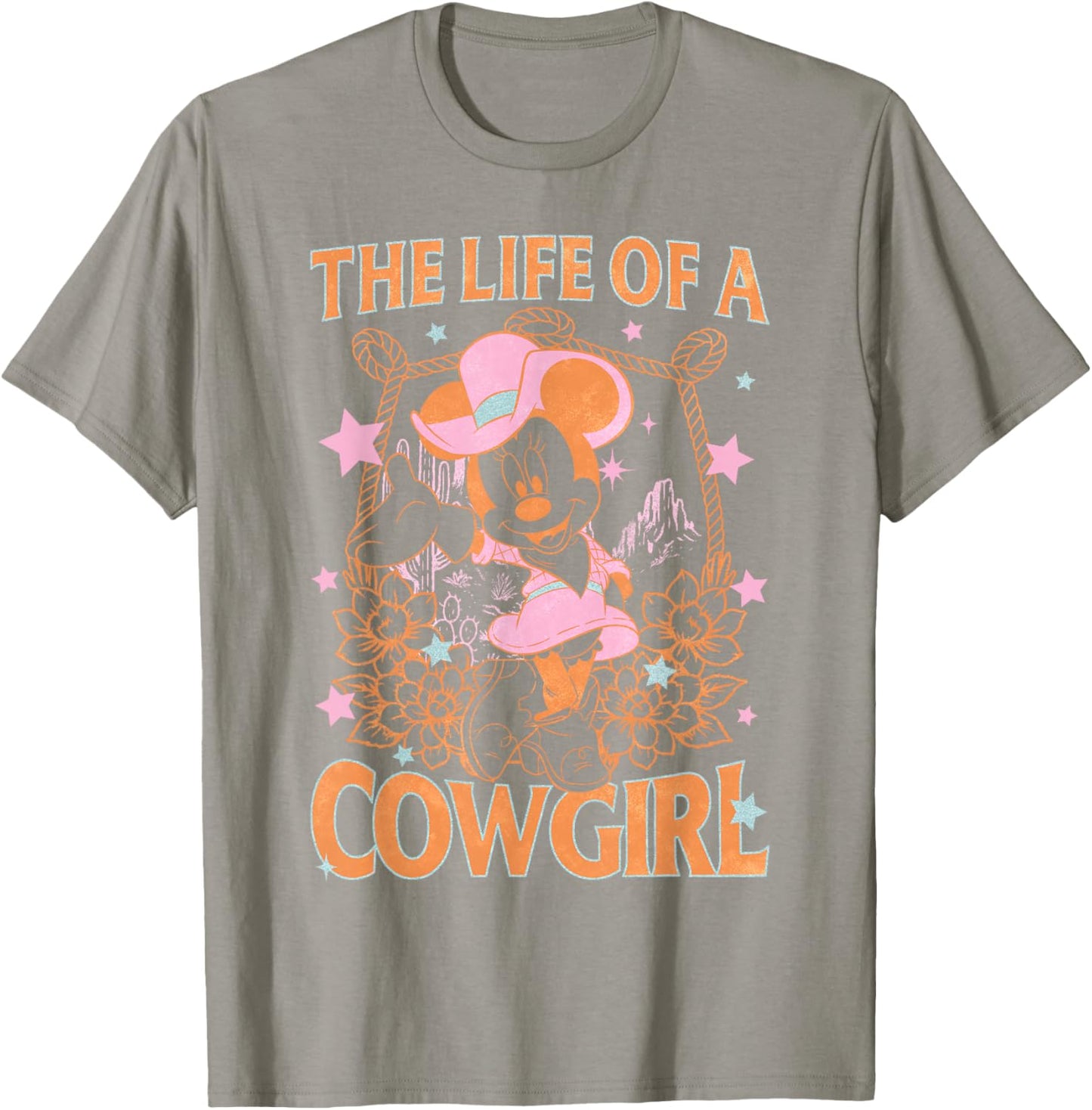 Disney Minnie Mouse The Life of A Cowgirl Lace Portrait T-Shirt - T-Shirt | Sand