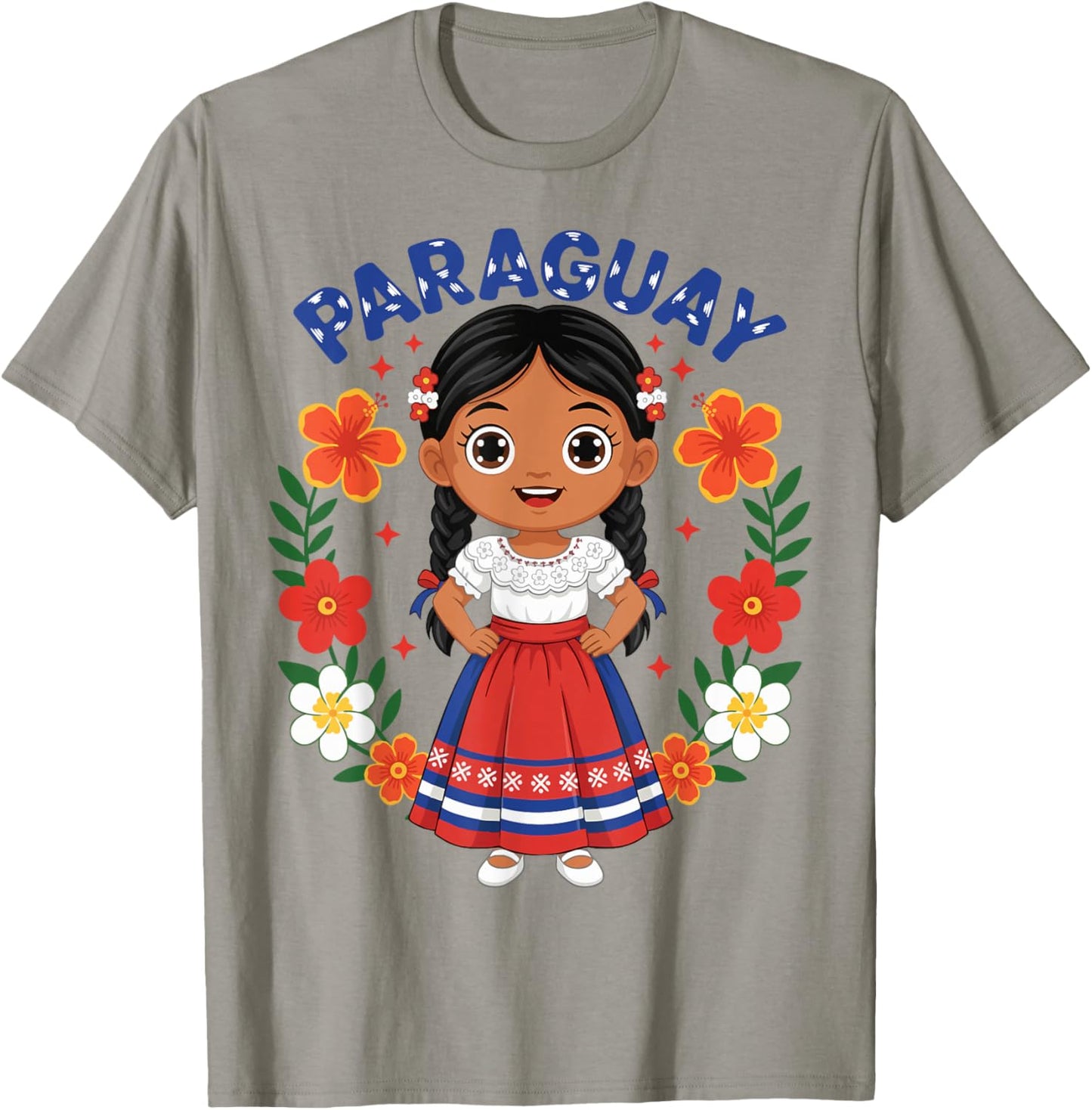 Paraguay Paraguayan Girl Traditional Dress Flowers Heritage T-Shirt - T-Shirt | Sand