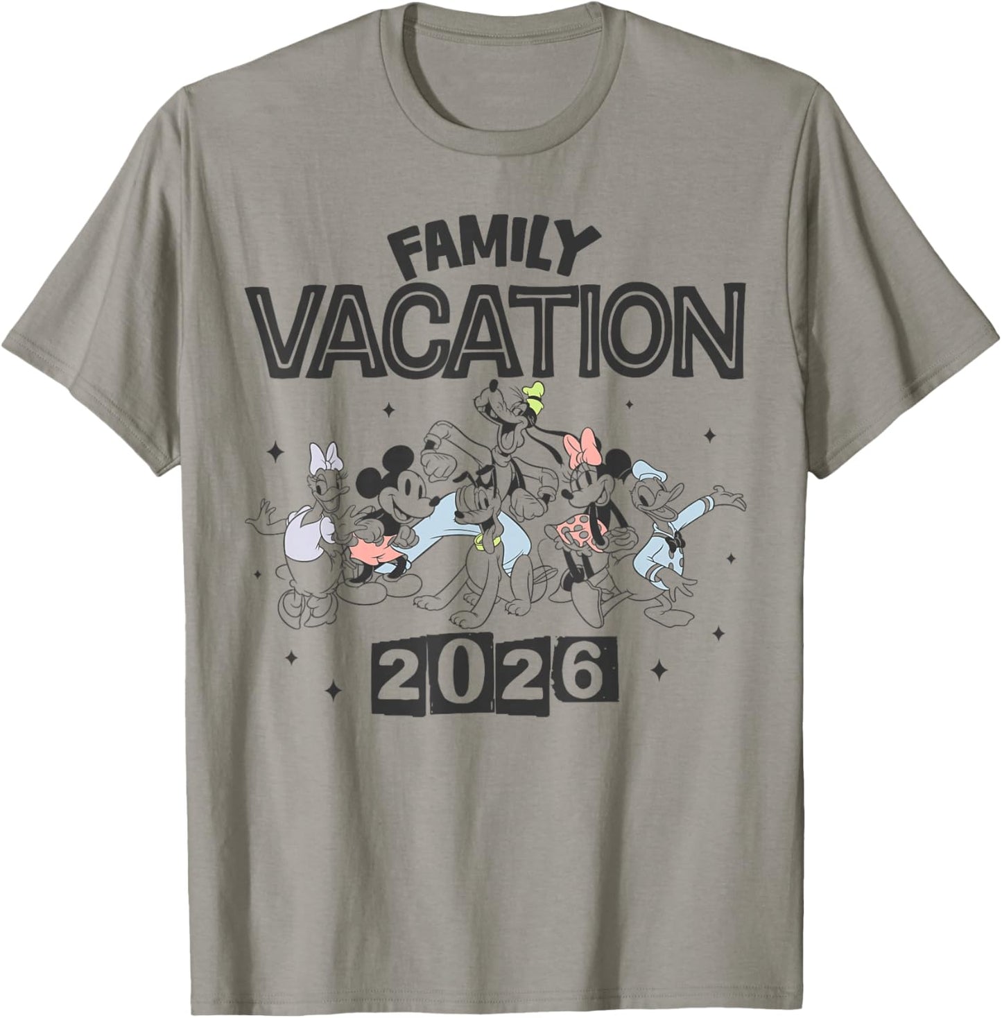 Disney Mickey and Friends Family Vacation 2026 Full Party T-Shirt - T-Shirt | Sand