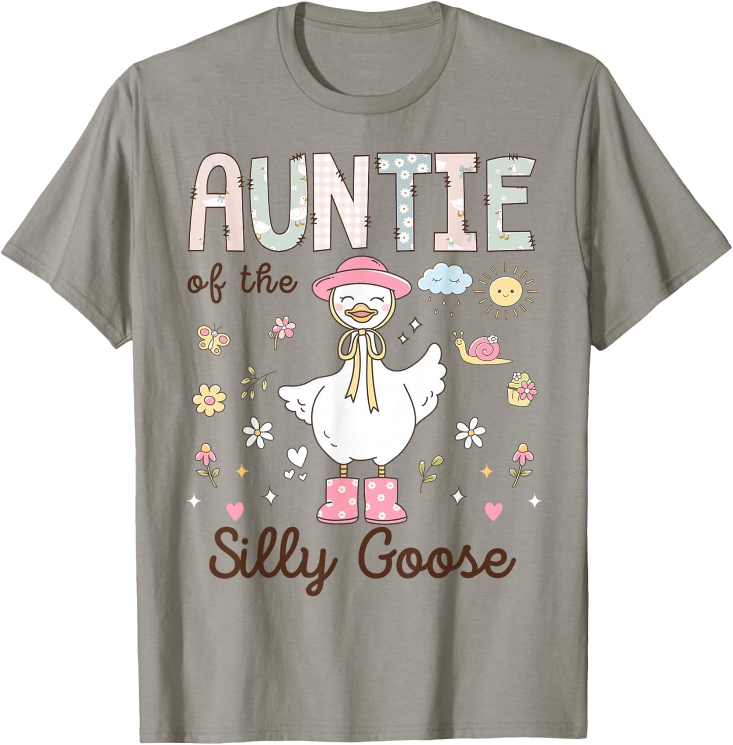 Auntie of The Silly Goose First Birthday Girl Family T-Shirt - T-Shirt | Sand