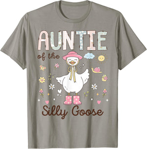 Auntie of The Silly Goose First Birthday Girl Family T-Shirt - T-Shirt | Sand