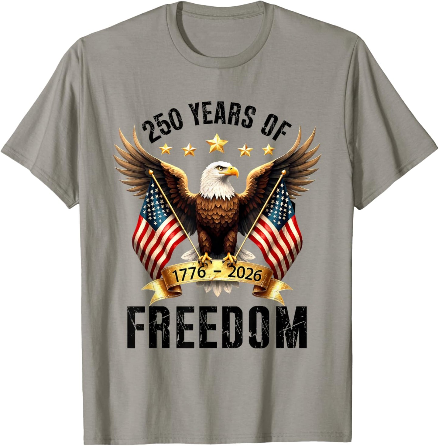 250th Anniversary American Flag Eagle 1776 2026 Patriotic T-Shirt - T-Shirt | Sand