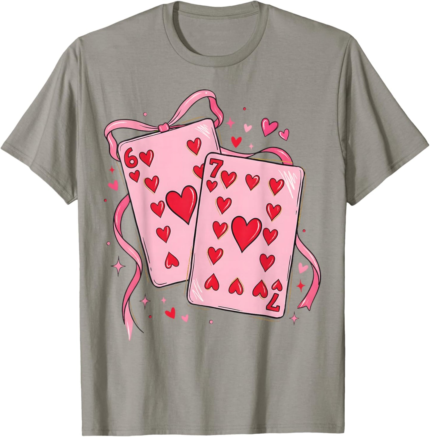 Playing Cards Valentine 6 7 67 Six Seven Valentines Funny T-Shirt - T-Shirt | Sand