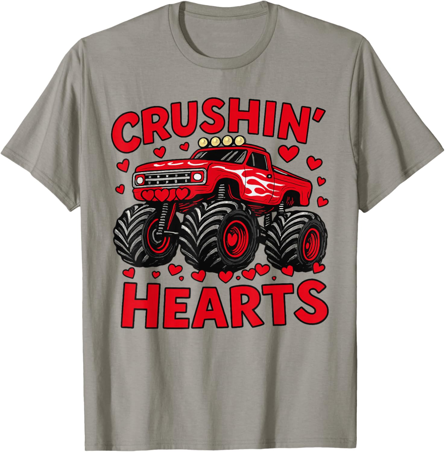 Crushin-Hearts Valentine Truck Boys Toddlers Valentines Day T-Shirt - T-Shirt | Sand