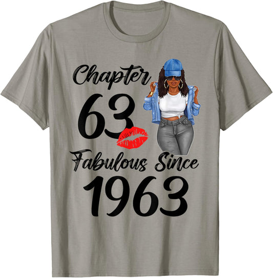 Chapter 63 Fabulous Since 1963 63rd Black Women Birthday T-Shirt - T-Shirt | Sand