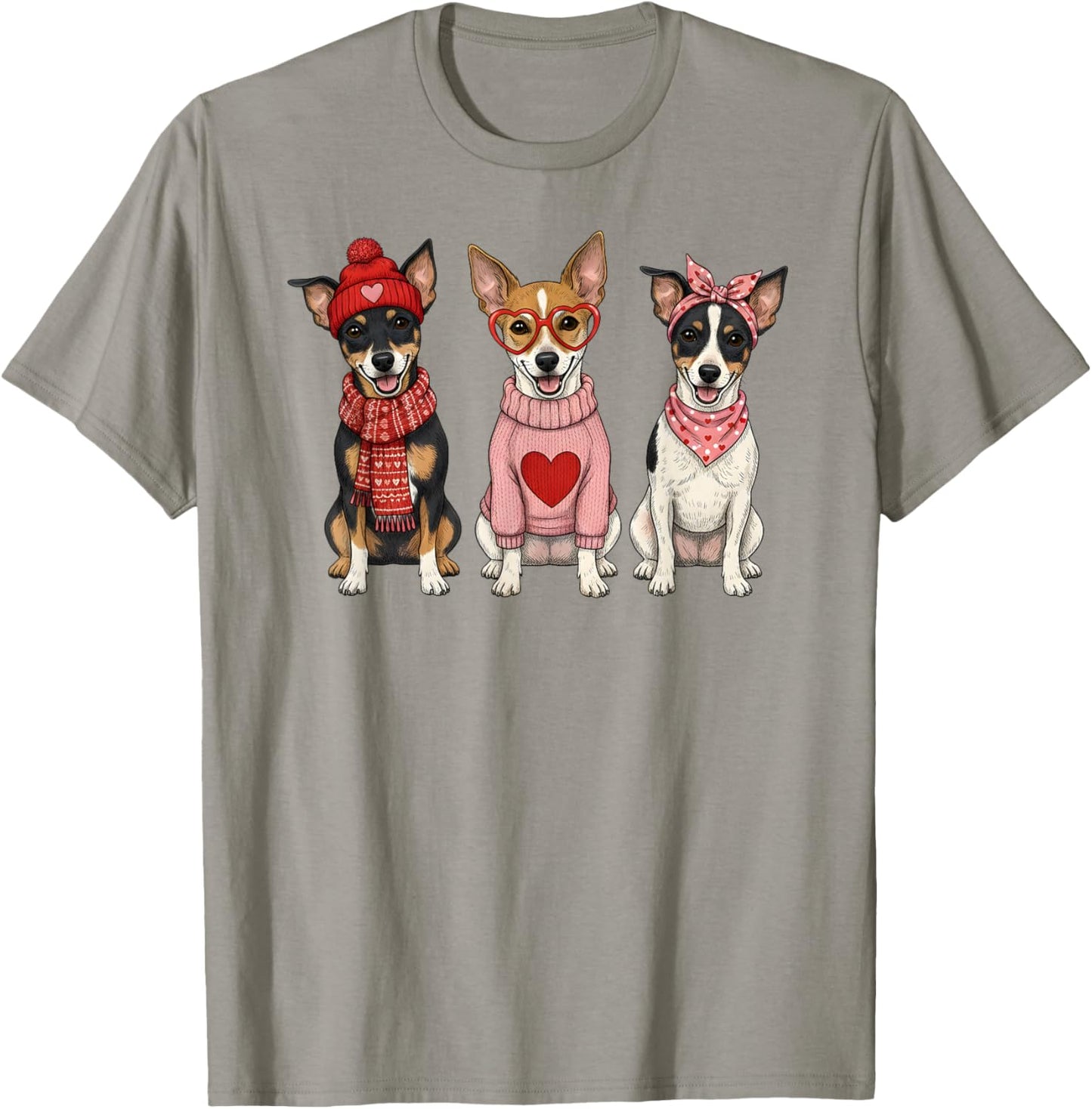 Cute Rat Terrier Valentine Dog T-Shirt - T-Shirt | Sand
