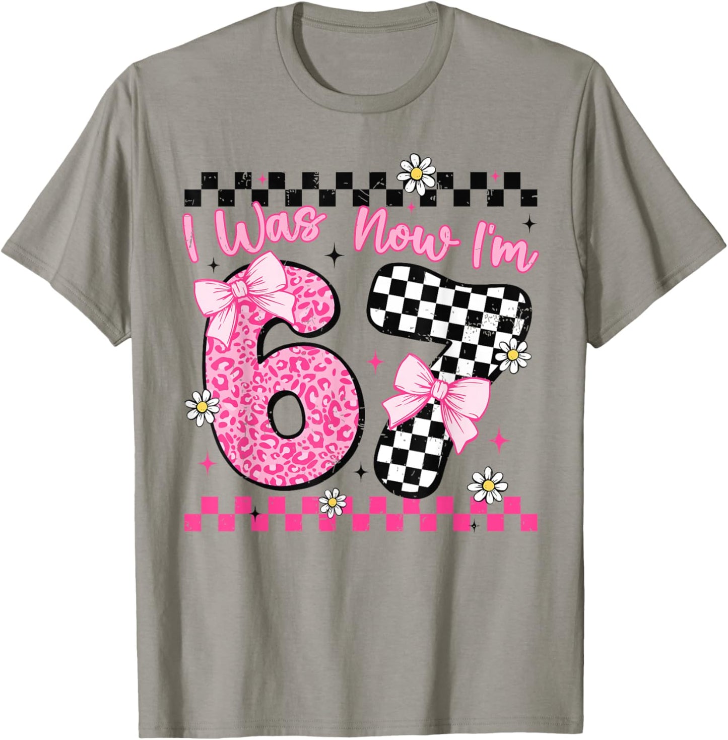 I was 6 Now I'm 7 Year Old Birthday 6 7 Coquette Kids Girls T-Shirt - T-Shirt | Sand
