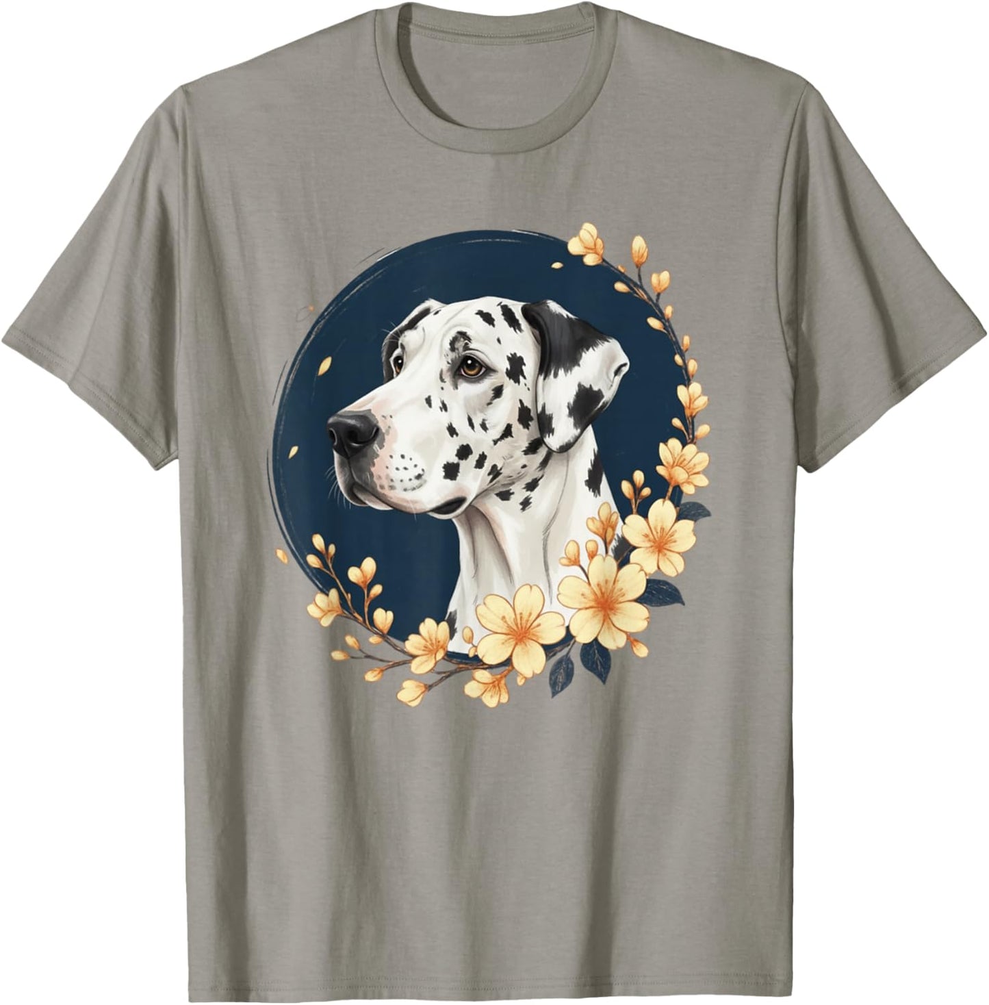 Harlequin Great Dane Flower Dog Lover T-Shirt - T-Shirt | Sand
