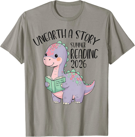 Unearth a Story Summer Reading 2026 Men Women Kids T-Shirt - T-Shirt | Sand