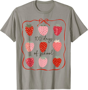 Berry Sweet Strawberry 100th Day of School Kids Teachers T-Shirt - T-Shirt | Sand