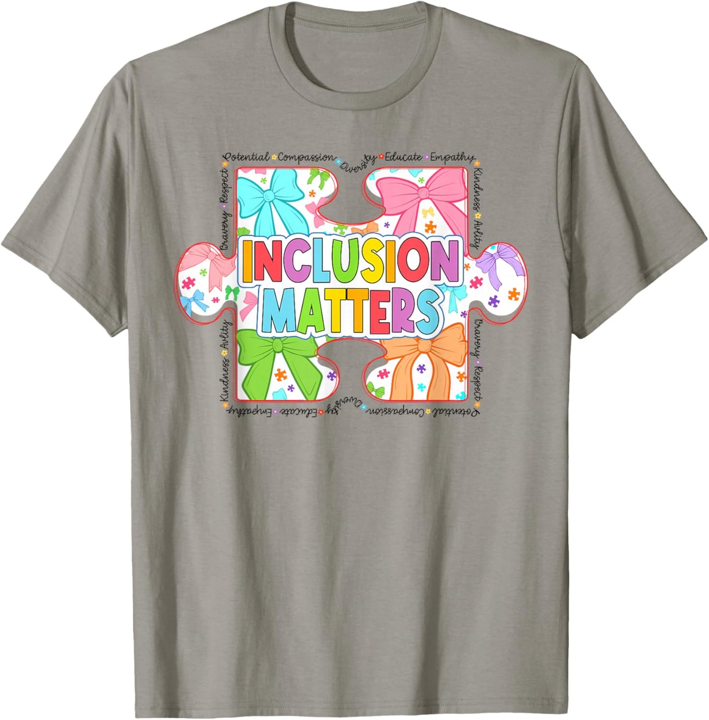 Inclusion Matters Special Education Teacher Autism Awareness T-Shirt - T-Shirt | Sand