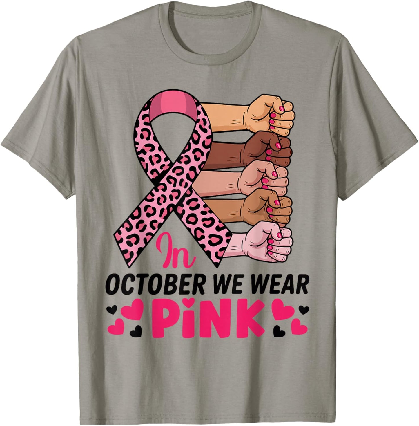 in October We Wear Pink Breast Cancer Awareness Month T-Shirt - T-Shirt | Sand