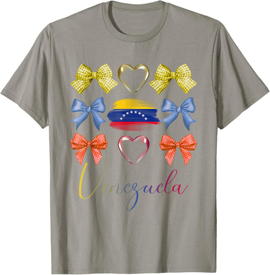 Venezuelan Bows Pride Roots Latina Women Girls Venezuela Bow T-Shirt - T-Shirt | Sand