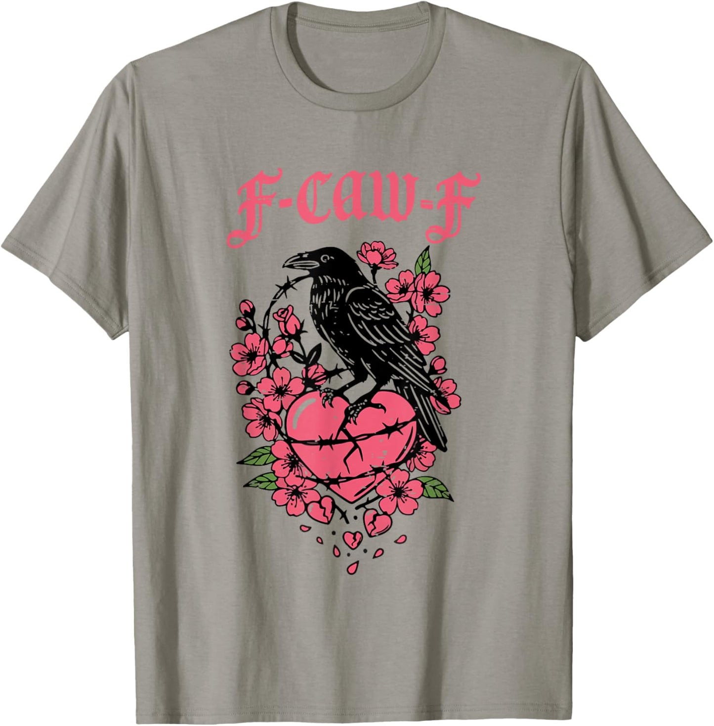 Funny Anti Valentines F Caw F Single Heart Floral Cute Bird T-Shirt - T-Shirt | Sand