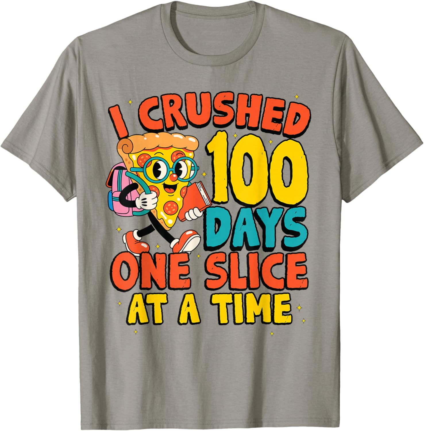 Funny 100 Days of School Pizza Slice Student Celebration T-Shirt - T-Shirt | Sand