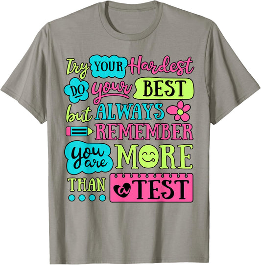 You are More Than A Test Teacher Student Testing Day Groovy T-Shirt - T-Shirt | Sand