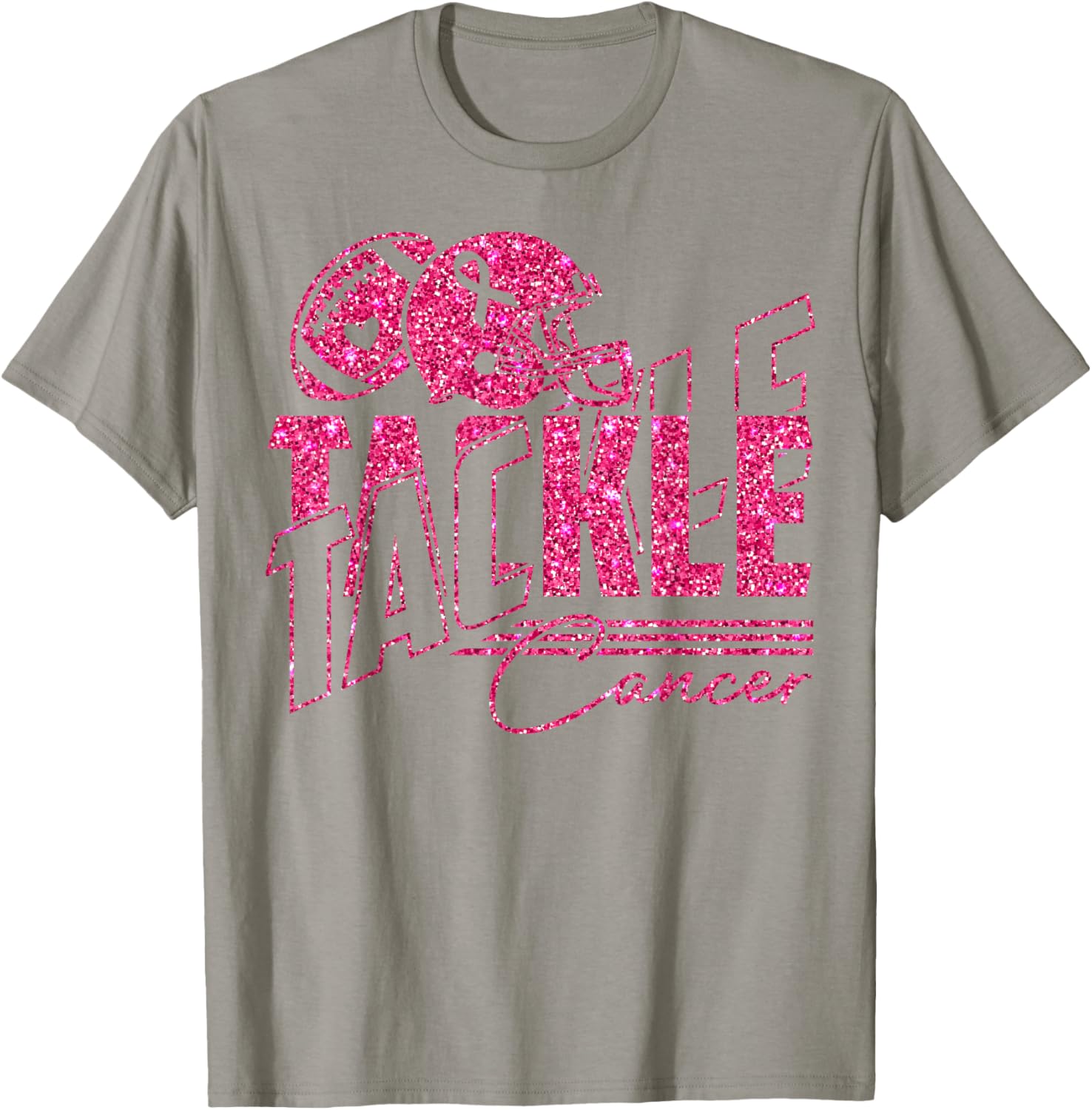 Tackle Cancer American Football Breast Cancer Awareness T-Shirt - T-Shirt | Sand